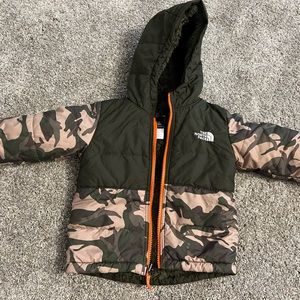 North Face Reversible Winter Jacket - camo and green, size 18-24 mo.